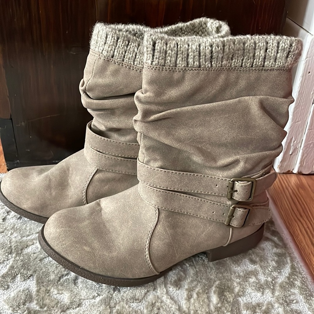JustFab- Tan Boots with Sweater cuff- Sz 7.5